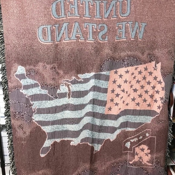 NWT Vintage Manual Woodworkers Weavers United We Stand God Bless The USA Blanket - Picture 5 of 12